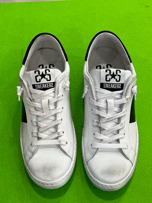 Sneakers 2STAR Uomo In Pelle Bianco/Verde - Bianco/Nero  2SU400