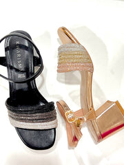 Sandalo Kharisma Donna Strass Oro-Nero 7499