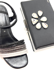 Sandalo Kharisma Donna Strass Oro-Nero 7499