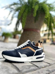 Geo Road Capri sneakers in eco nappa liscia Bianche/BLU U095 300B