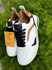 Geo Road Capri sneakers in eco nappa liscia Bianche/BLU U095 300B