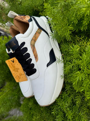 Geo Road Capri sneakers in eco nappa liscia Bianche/BLU U095 300B