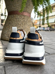 Geo Road Capri sneakers in eco nappa liscia Bianche/BLU U095 300B