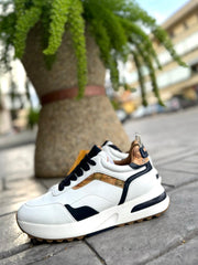 Geo Road Capri sneakers in eco nappa liscia Bianche/BLU U095 300B