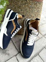 Geo Road Capri sneakers in eco nappa liscia Bianche/BLU U095 300B