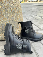 Anfibio Blauer Donna Nero Con Fibbia E Logo Brillantino F3EA01