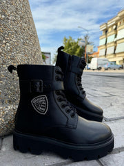 Anfibio Blauer Donna Nero Con Fibbia E Logo Brillantino F3EA01