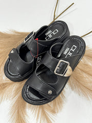 Sandalo Ciabatta Cult Donna Nero Doppia Fibbia T-273