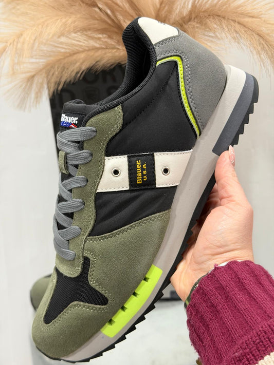 Sneakers Blauer Uomo Queens01 Verde-Marrone f4queens01