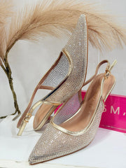 Decollete slingback rete strass Kharisma 2149