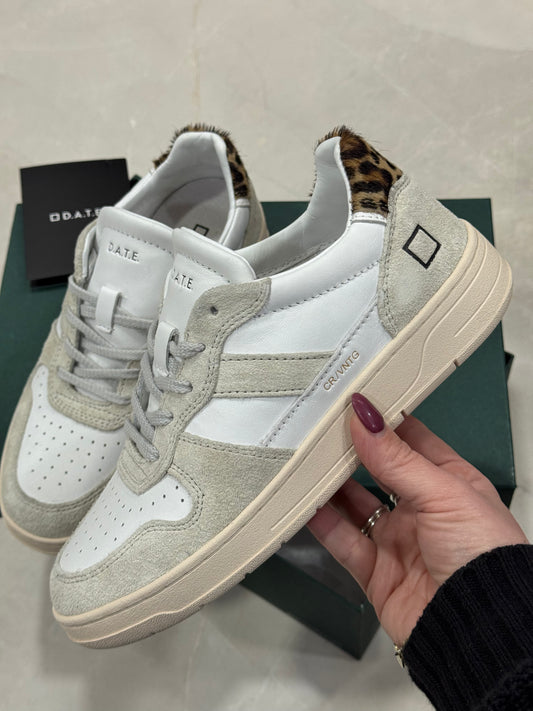 Sneakers D.a.t.e. Donna COURT 2.0 VINTAGE CALF WHITE-LEOPARD