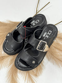 Sandalo Ciabatta Cult Donna Nero Doppia Fibbia T-273