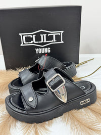 Sandalo Ciabatta Cult Donna Nero Doppia Fibbia T-273