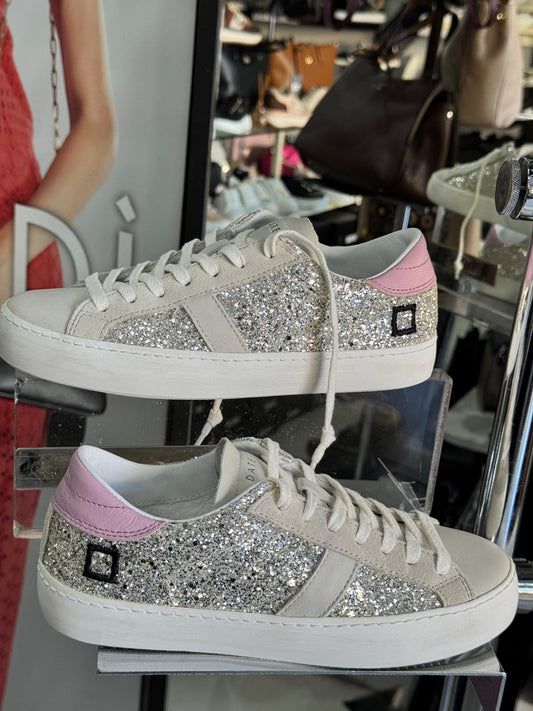 D.A.T.E. Sneaker Donna Hill Low Glitter Platinum