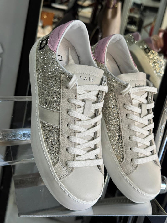 D.A.T.E. Sneaker Donna Hill Low Glitter Platinum