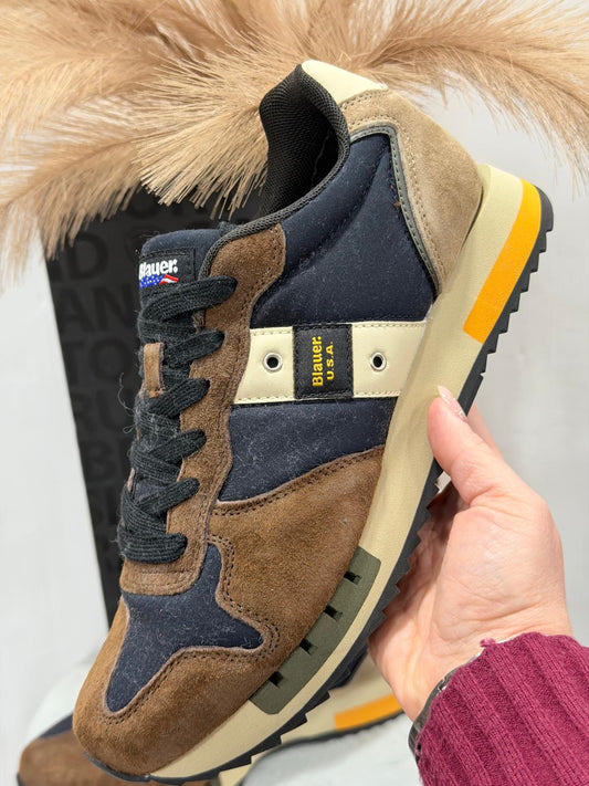 Sneakers Blauer Uomo Queens01 Verde-Marrone f4queens01