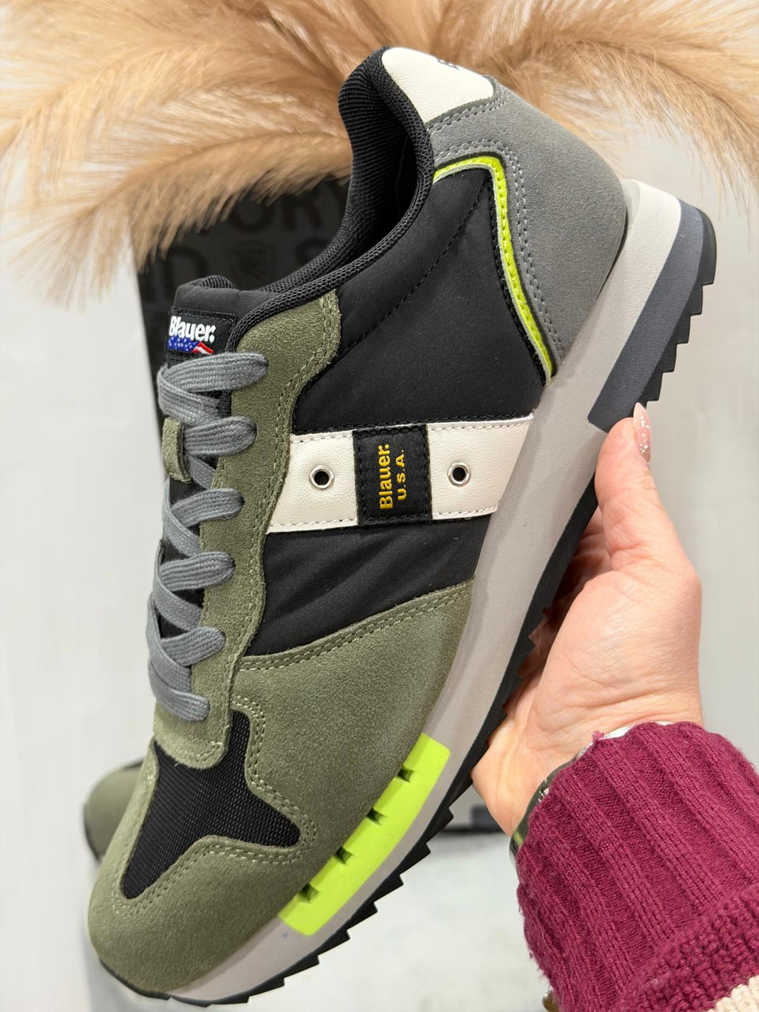 Sneakers Blauer Uomo Queens01 Verde-Marrone f4queens01